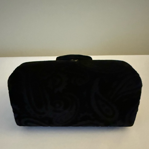 Vanessa Black Velvet Evening Bag Clutch Paisley Design - Picture 5 of 14